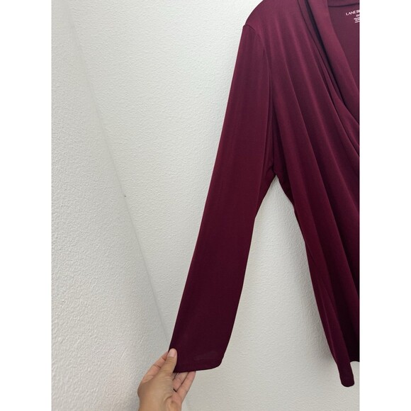 Lane Bryant Women's  Long Sleeve Red Burgundy Draped Wrap Blouse Career 22/24 - Picture 4 of 10